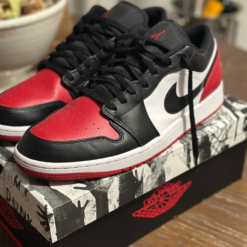 Jordan Air One’s Low Top Black and Red Sneakers Iconic Design